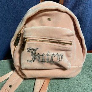New Never Used Juicy Couture Pink Velour Backpack Style Purse
